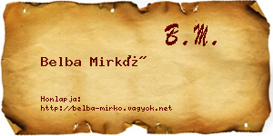 Belba Mirkó névjegykártya